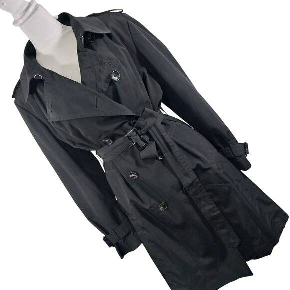 LONDON FOG! RICH BLACK DOUBLE BREASTED CLASSIC BELTED TRENCHCOAT, JACKET! SZ XL - Picture 1 of 15